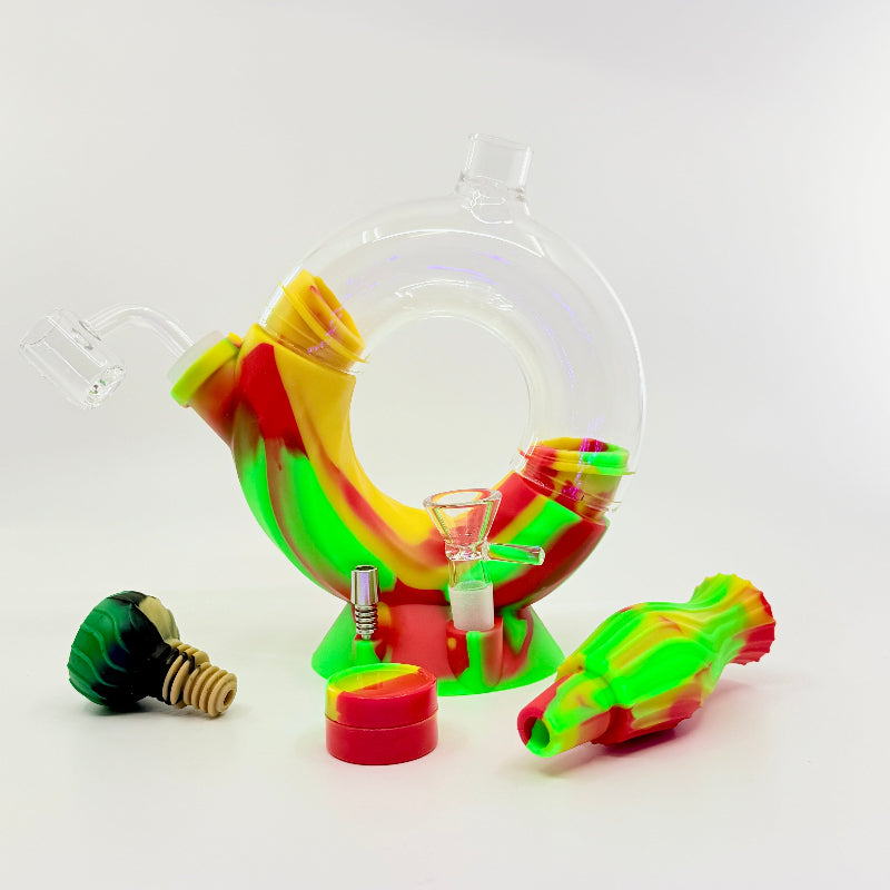 SmokeMEGA 4-in-1 Silicone Water Pipe - Versatile 11" Long with Nectar Collector