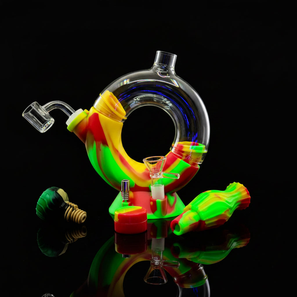 SmokeMEGA 4-in-1 Silicone Water Pipe - Versatile 11" Long with Nectar Collector