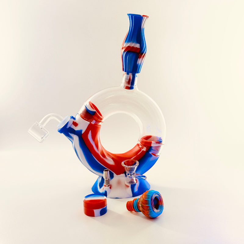 SmokeMEGA 4-in-1 Silicone Water Pipe - Versatile 11" Long with Nectar Collector