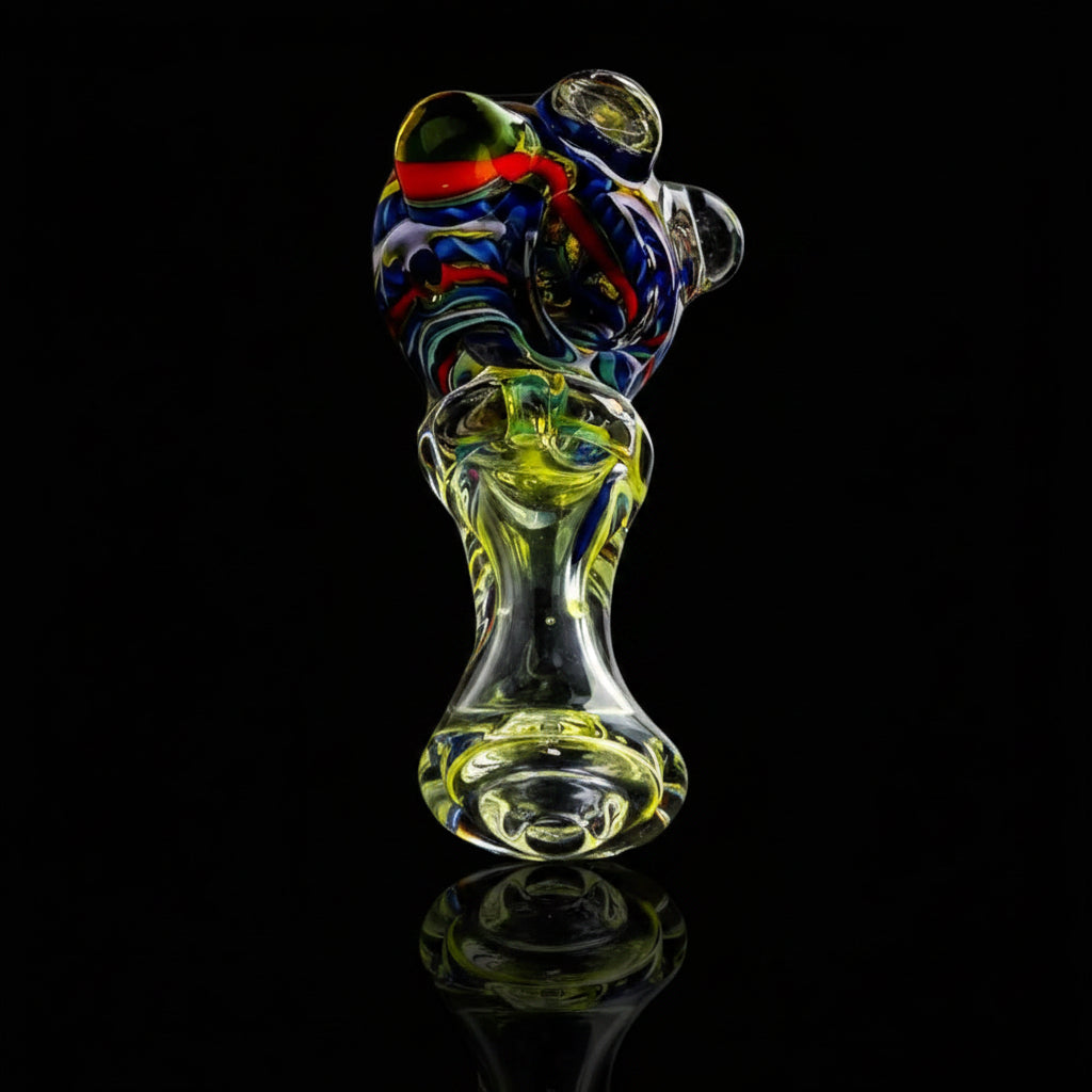 5" Midnight Hourglass Spoon Glass Pipe in stunning midnight blue.