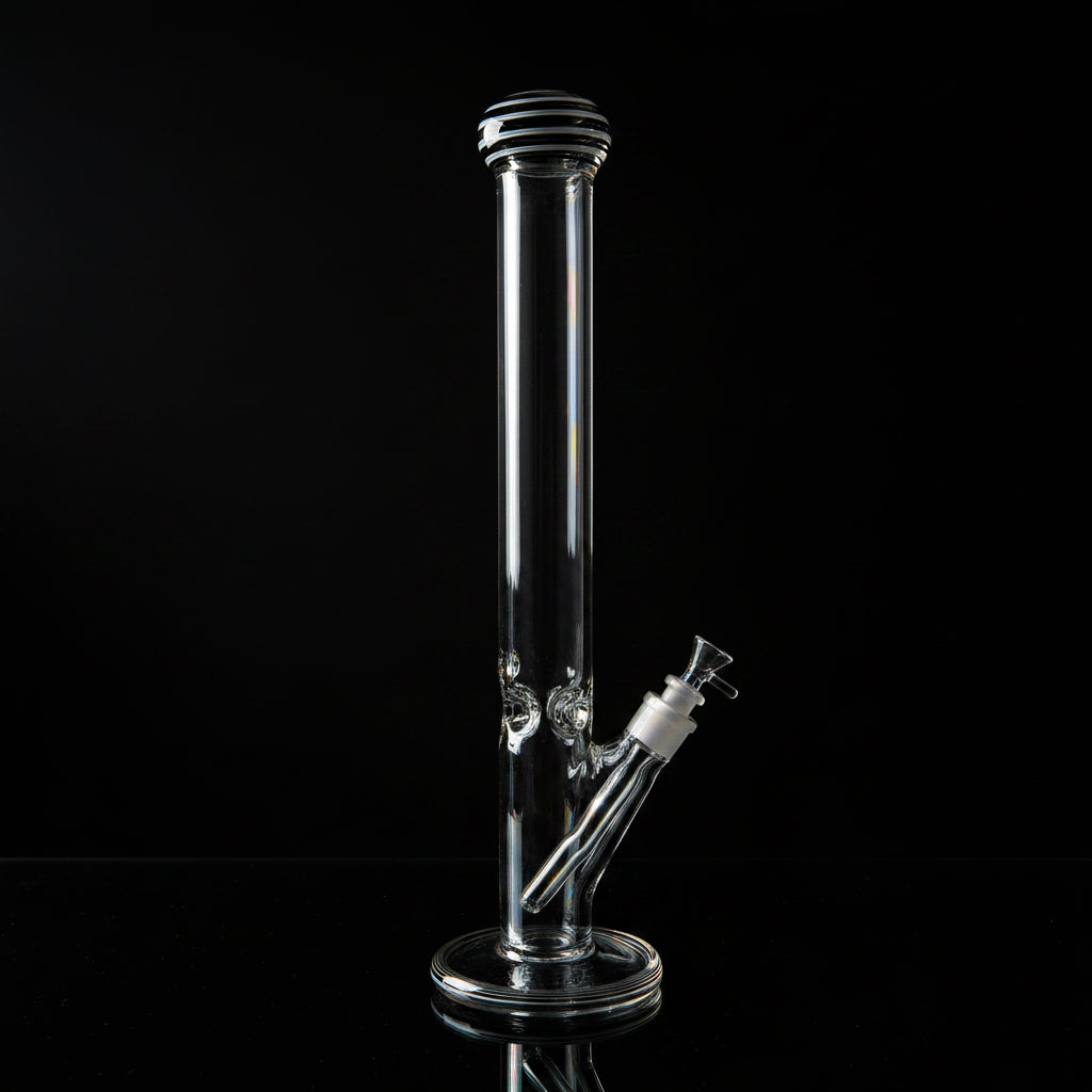 Thick 18-inch American-made glass bong with sleek, robust design.