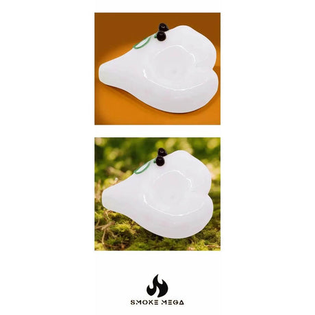 USA Made Heart-Shaped Glass Pipe Pretty White Colored Glass with Pastel Polka-Dots - SmokeMEGA