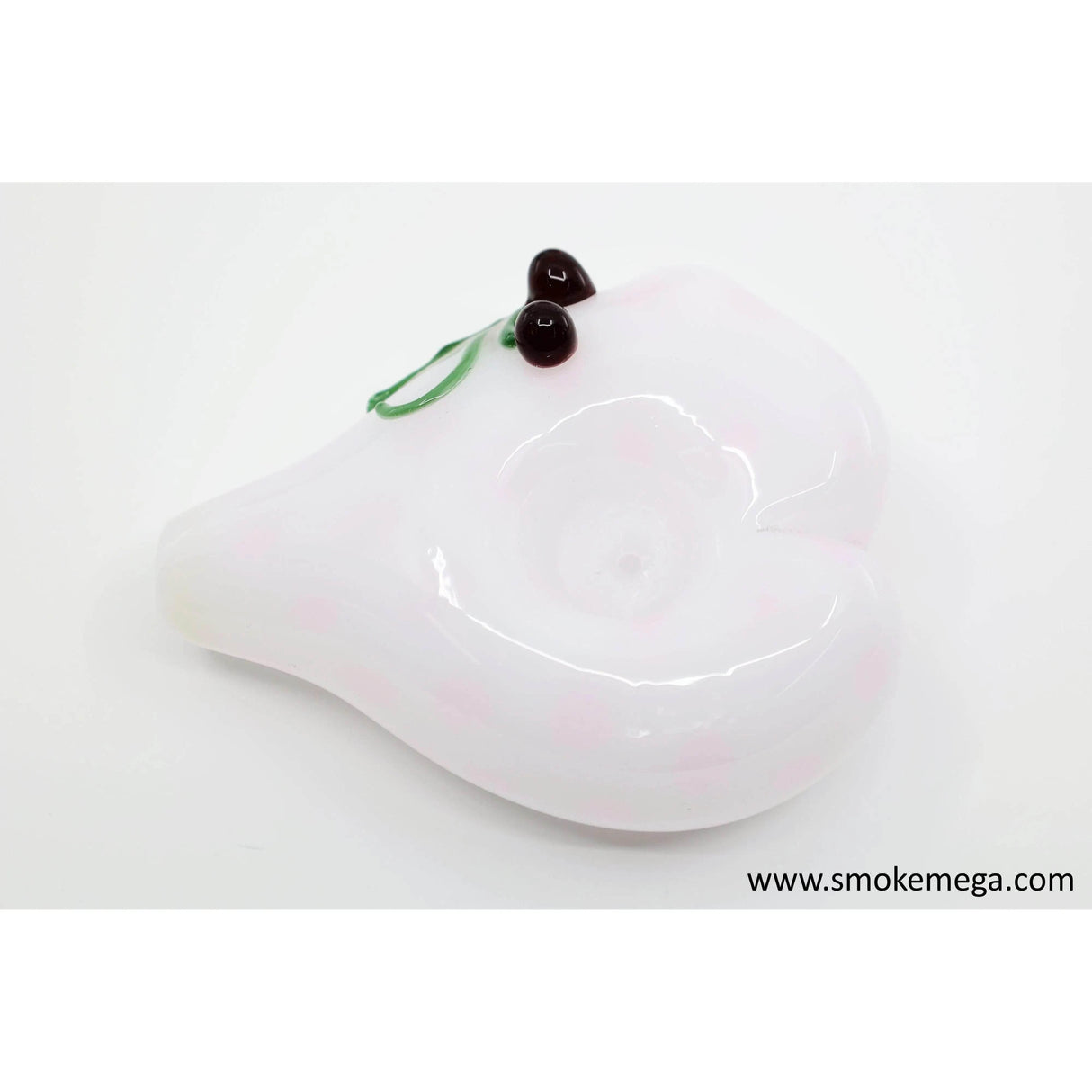 USA Made Heart-Shaped Glass Pipe Pretty White Colored Glass with Pastel Polka-Dots - SmokeMEGA