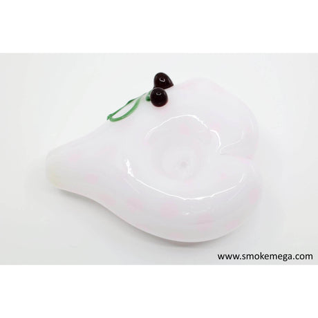 USA Made Heart-Shaped Glass Pipe Pretty White Colored Glass with Pastel Polka-Dots - SmokeMEGA