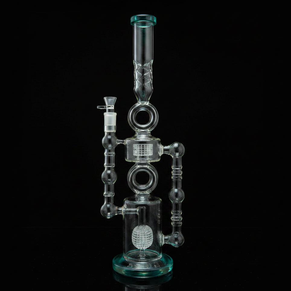 Water Bong | 22" Dual Perc Recycler Style Water Pipe Bong