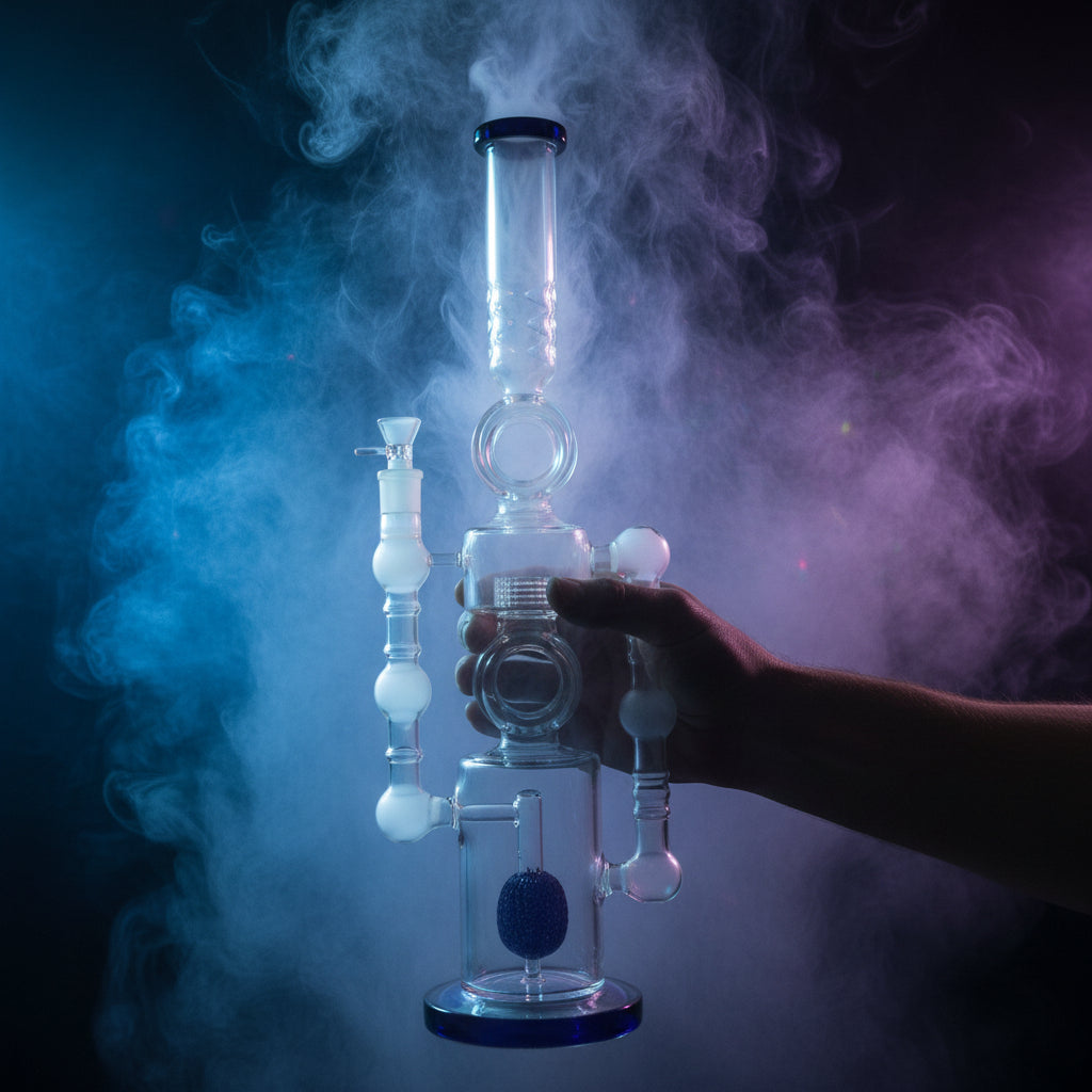 Water Bong | 22" Dual Perc Recycler Style Water Pipe Bong