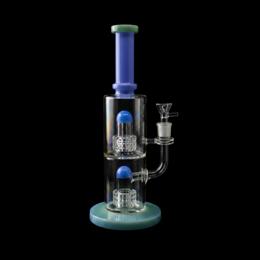 Water Bong |12"Double Chambered Double Bullet Perc Water Straight Pipe