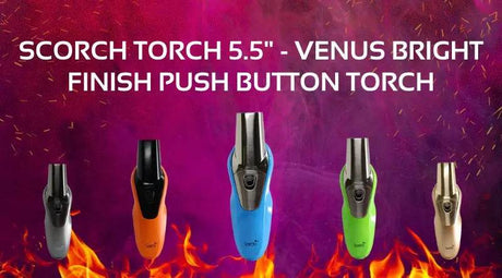 Scorch Torch 5.5" - Venus Bright Finish Push Button Torch - SmokeMEGA