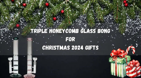 Triple Honeycomb Glass Bong for Christmas 2024 Gifts