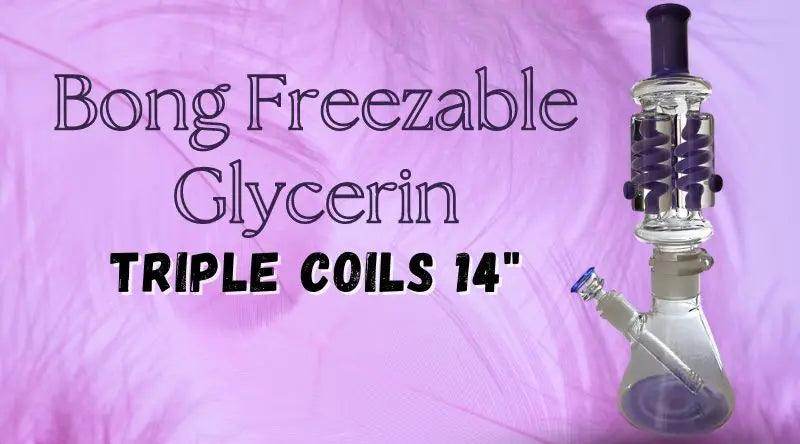14 Inch Freezable Glycerin Triple Coils Bong with Unique Design - SmokeMEGA