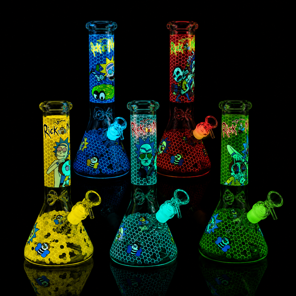 10 Inch Glow In The Dark Cartoon Beaker Bong | SmokeMEGA