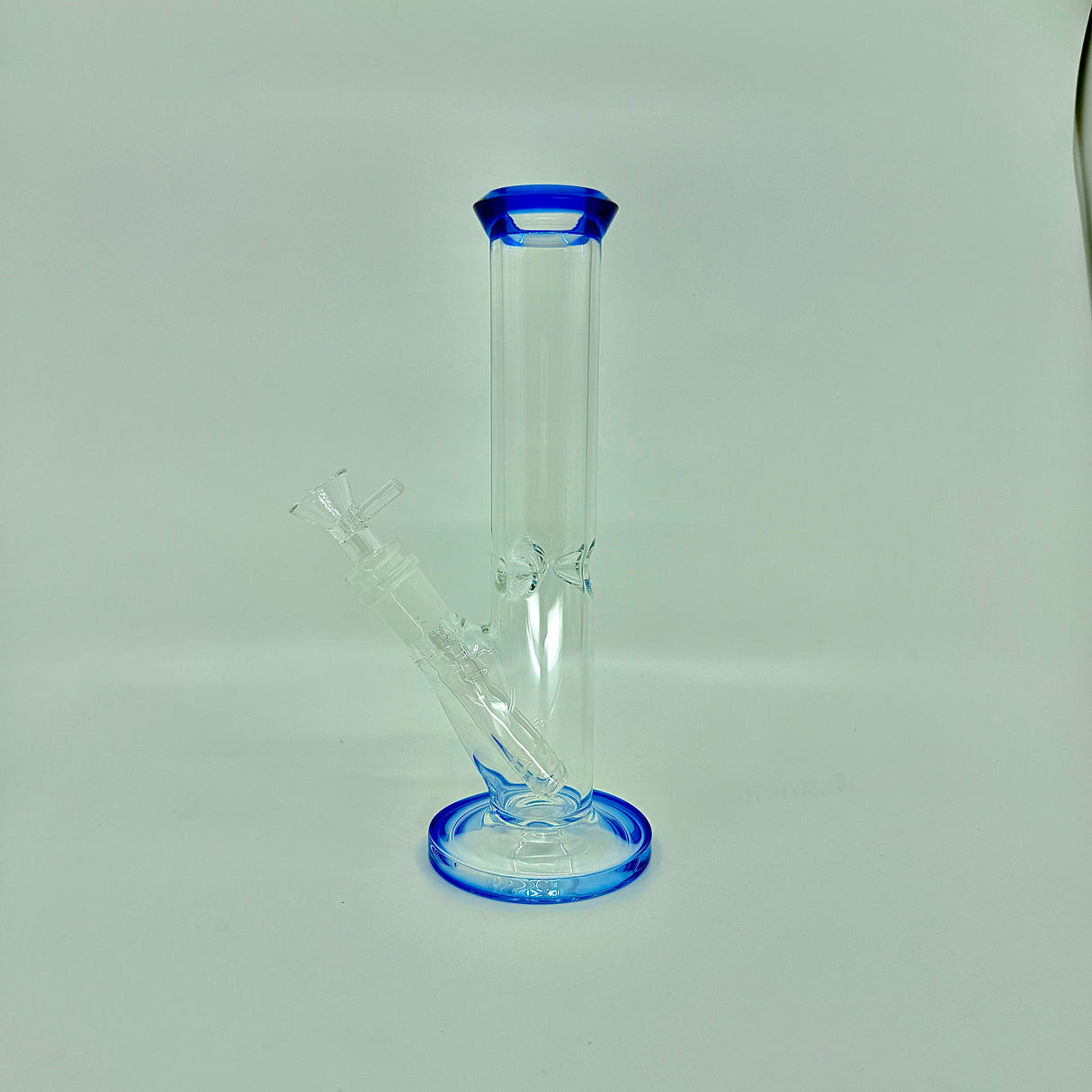 Cristal clear  9 inch Straight Water Bong With Color Mouth And Base - SmokeMEGA