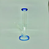 Cristal clear  9 inch Straight Water Bong With Color Mouth And Base - SmokeMEGA