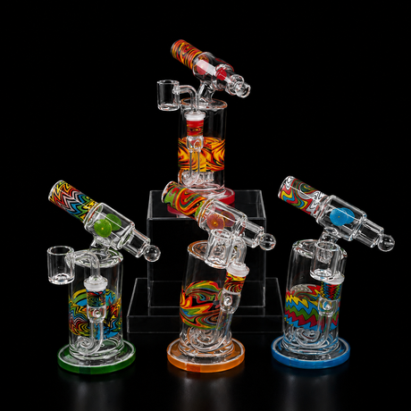 7 Inch Colorful Wig Wag Glass Dab Rig | SmokeMEGA