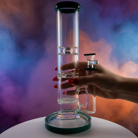 10-Inch Honeycomb Straight Water Bong - SmokeMEGA