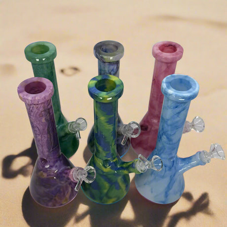 10" Multi-Color Ceramic Beaker Bong