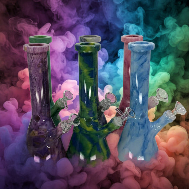 10" Multi-Color Ceramic Beaker Bong