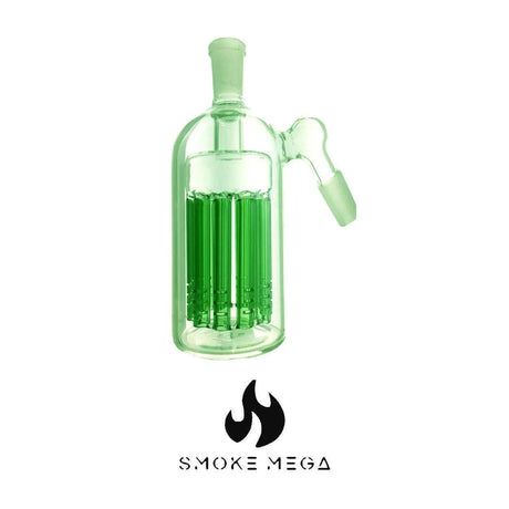 14MM M/F 45 Deg 11 Arm Tree Ash Catcher, glass accessory with green 11-arm percolator, filtration device.