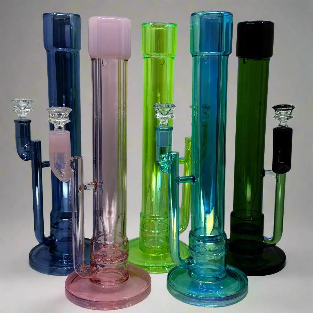 14" Metallic Double Tube In-line Straight Bong - SmokeMEGA