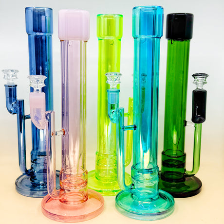 14" Metallic Double Tube In-line Straight Bong