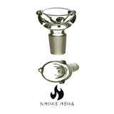 14mm male funnel bowl, clear borosilicate glass, durable bong accessory.