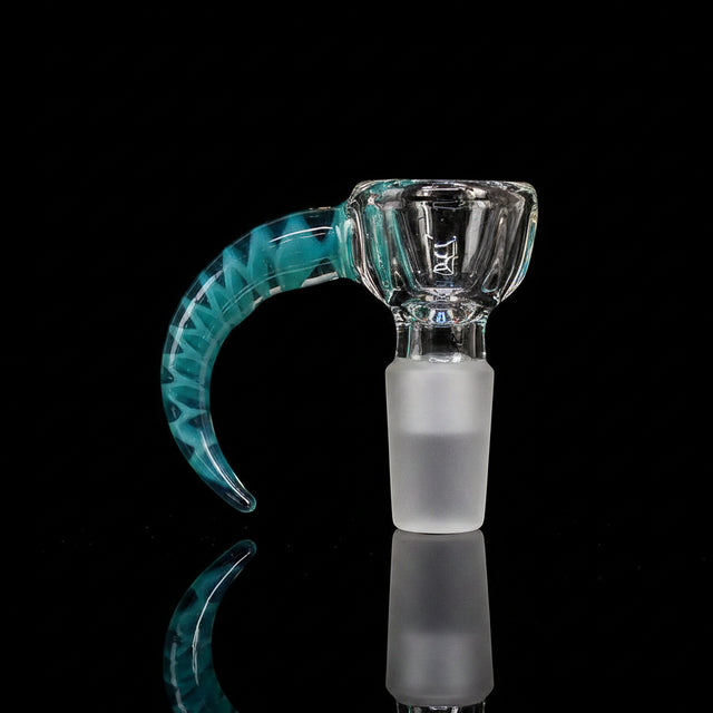14mm Male Glass Bowl With Horn Handle - SmokeMEGA