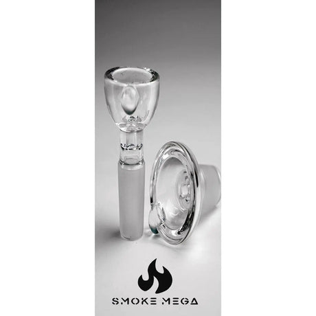 14mm male single marble round dish funnel glass bowl made of borosilicate glass, clear color, designed for smoking use.