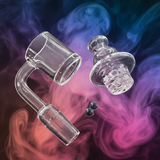 14mm Quartz/Ceramic Banger Kit -With Spinning Carb Cap and Terp Pearls For Rigs