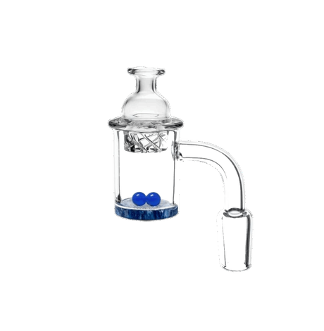 14mm color base spin quartz banger with blue accents for dabbing.