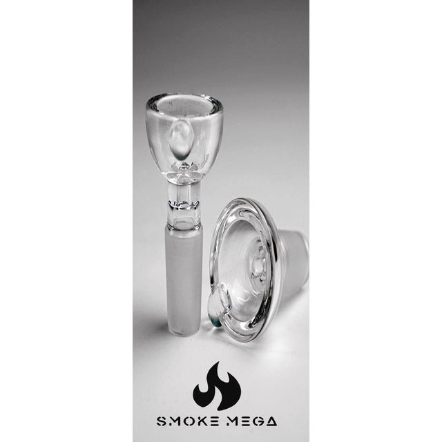 14mm male single marble round dish funnel glass bowl made of borosilicate glass, clear color, designed for smoking use.