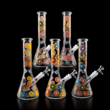 10 Inch Colorful Donut Print Beaker Bong | SmokeMEGA