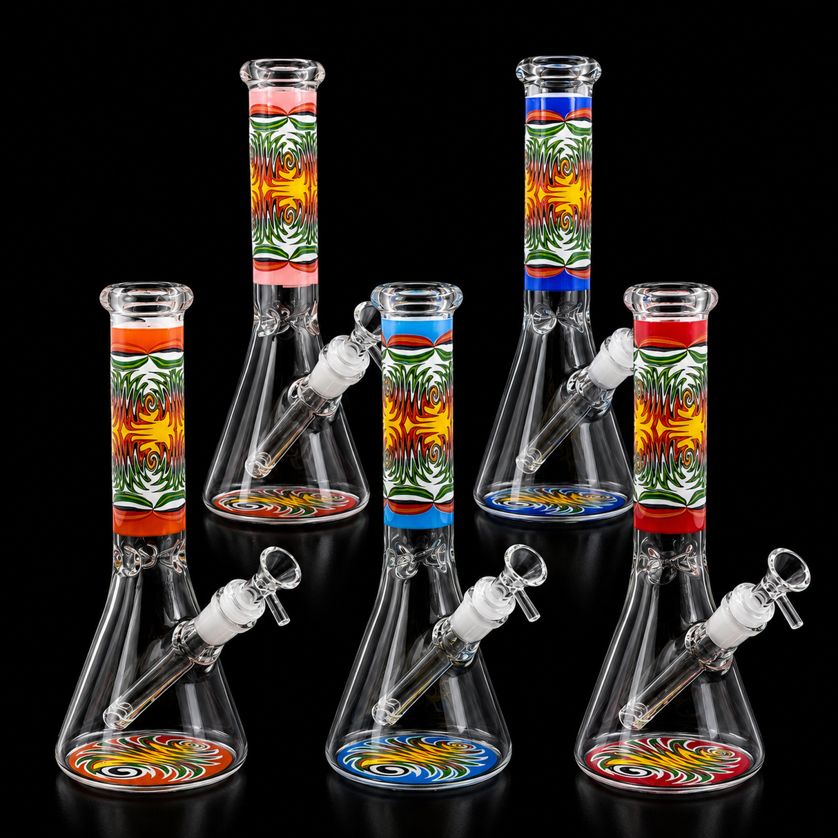 10 Inch Rasta Swirl Glass Beaker Bong | SmokeMEGA