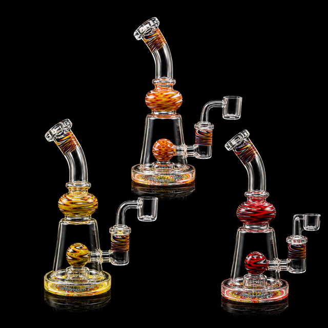 7 Inch Swirl Glass Dab Rig with Marble Perc | SmokeMEGA