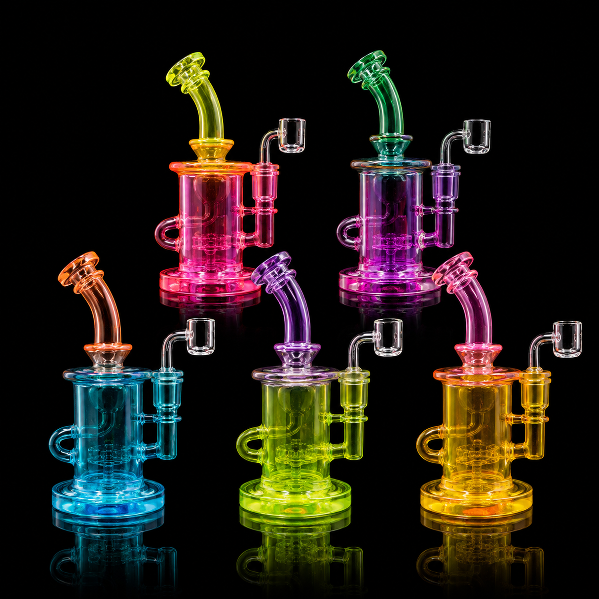 8 Inch Neon Color Mini Recycler Dab Rig | SmokeMEGA