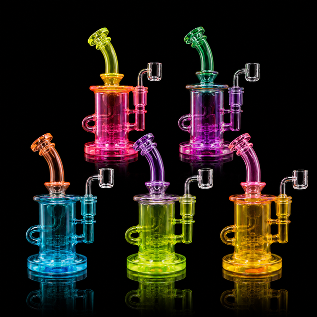 8 Inch Neon Color Mini Recycler Dab Rig | SmokeMEGA