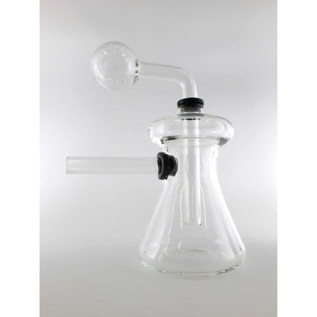 3 Part Clear Oil Rig made from borosilicate glass with detachable parts for easy cleaning and transport.