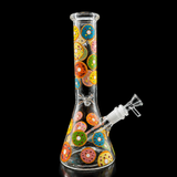 10 Inch Colorful Donut Print Beaker Bong | SmokeMEGA