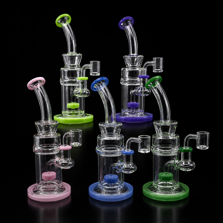 9 Inch Curved Neck Showerhead Dab Rig | SmokeMEGA