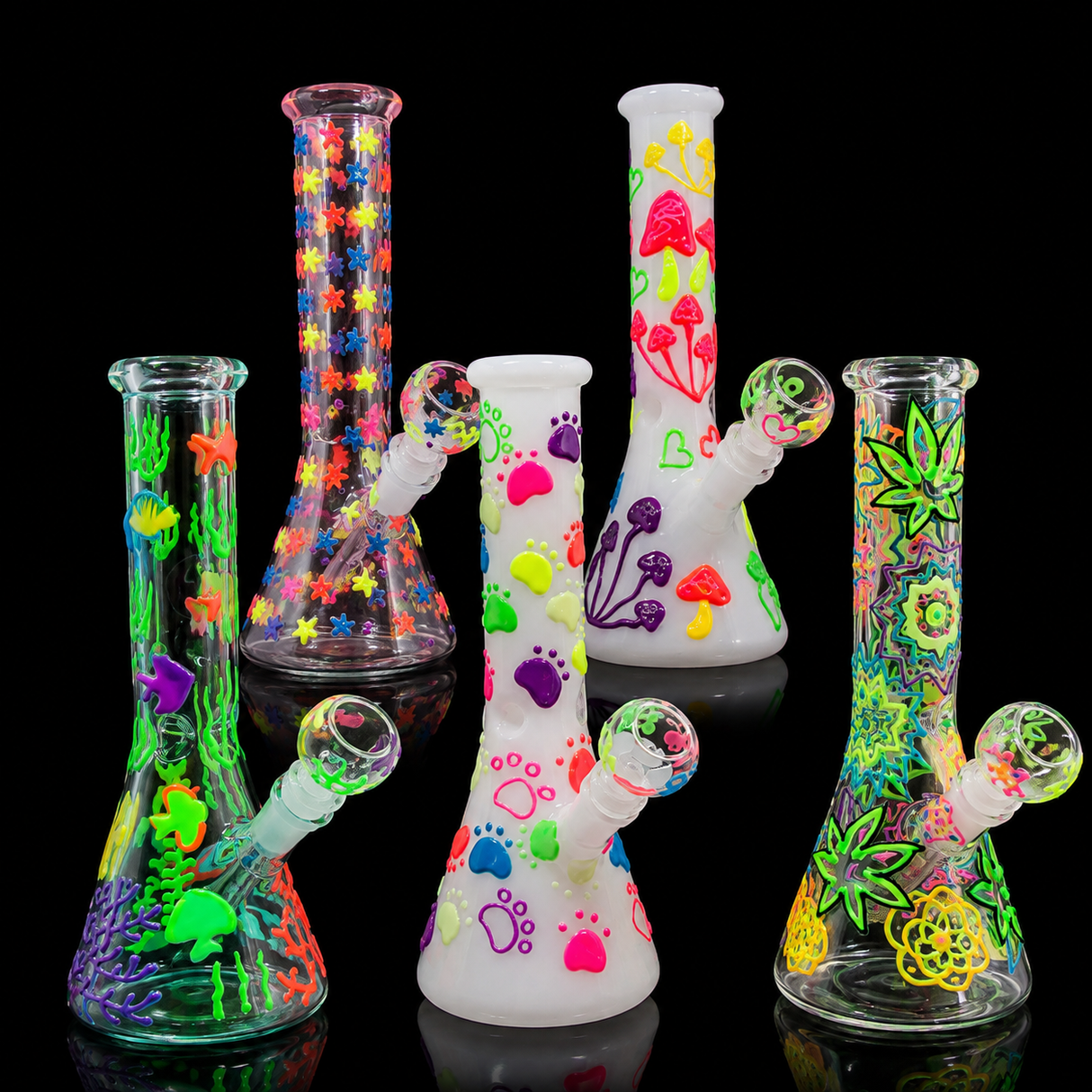 10 Inch Glow In The Dark Art Beaker Bong | SmokeMEGA