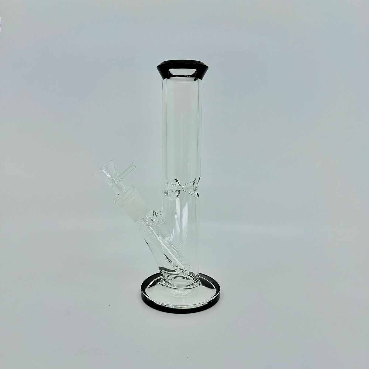 Cristal clear  9 inch Straight Water Bong With Color Mouth And Base - SmokeMEGA