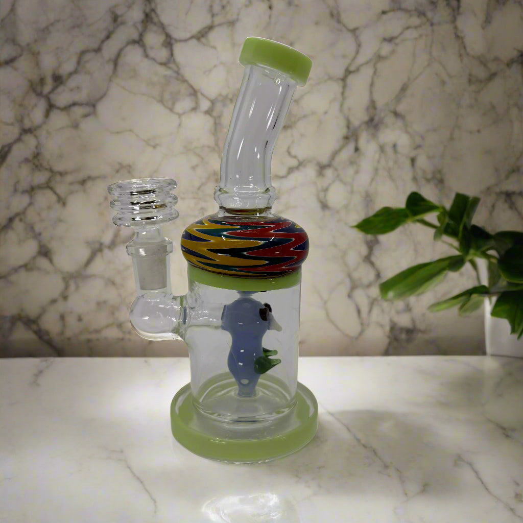 6” Cute Face Color Art Bent Dab Rig