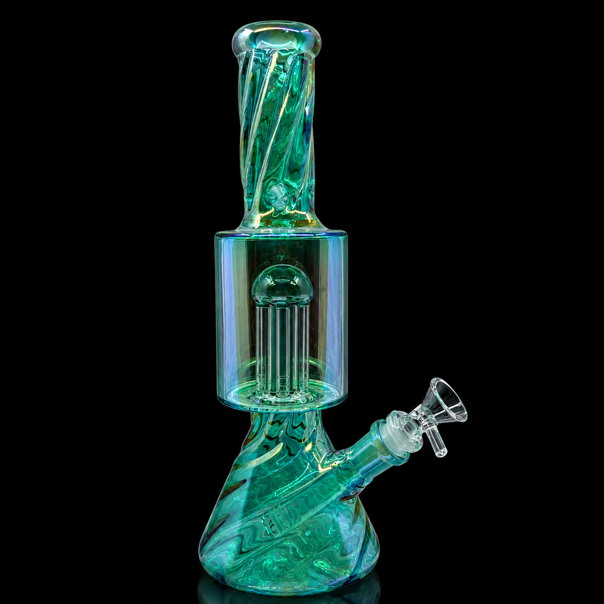 12 Inch Iridescent Spiral Beaker Bong | SmokeMEGA