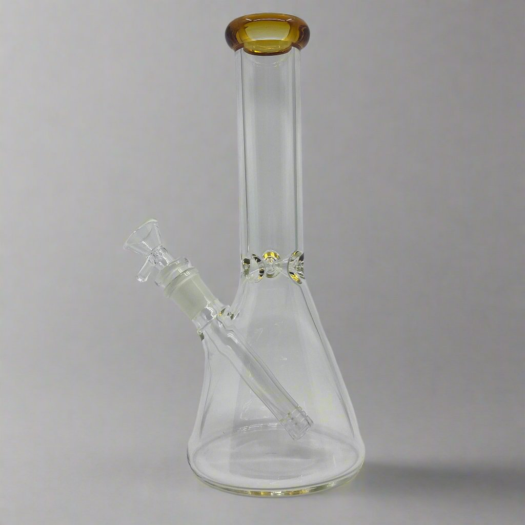 Classic design glass bong 8 inch with strong glass and timeless style.