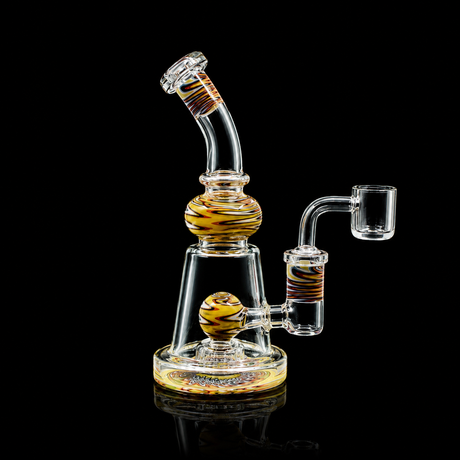 7 Inch Swirl Glass Dab Rig with Marble Perc | SmokeMEGA