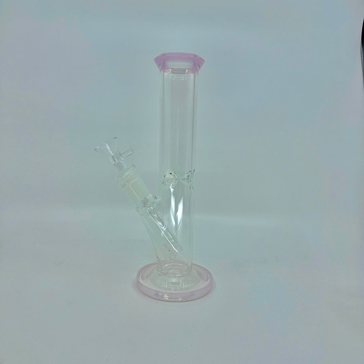 Cristal clear  9 inch Straight Water Bong With Color Mouth And Base - SmokeMEGA