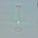 Cristal clear  9 inch Straight Water Bong With Color Mouth And Base - SmokeMEGA