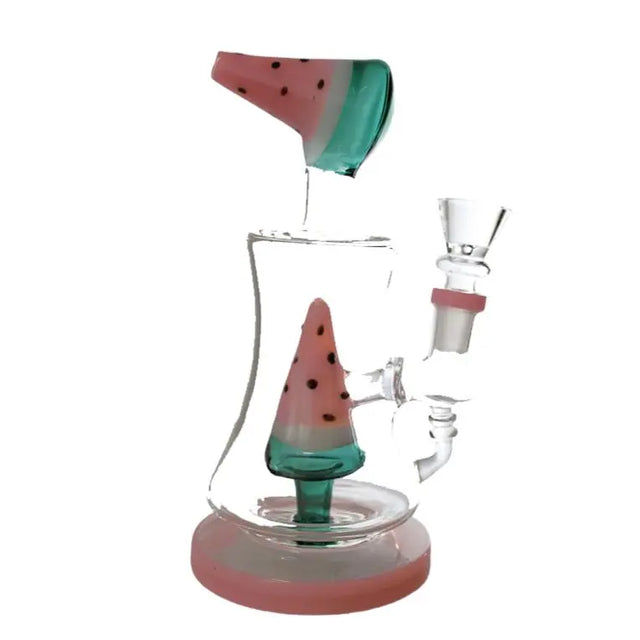 7" Double Pyramid Watermelon Funnel Perc Bong with unique design and efficient filtration.