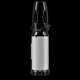 A handheld personal safety device by Scorch, featuring a textured silver body, a black textured top handle, and a black base, shown on a plain white background.