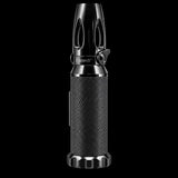 A black personal safety alarm stick by Scorch, featuring a textured grip, a ridged base, and a dual-hole top, shown on a plain white background.