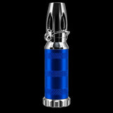A metallic blue and silver cylindrical tool, resembling a miniature lighter or torch, shown on a solid white background.